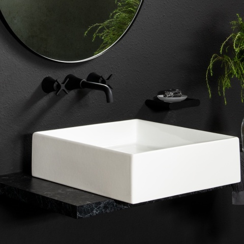 Ramon Soler Bateria umywalkowa podtynkowa ścienna dwuuchwytowa, czarny mat, ADAGIO