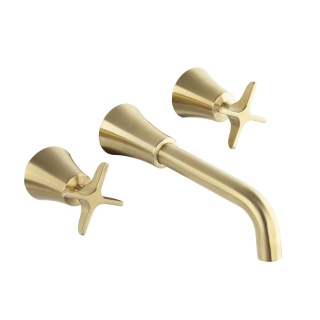 Ramon Soler Bateria umywalkowa podtynkowa ścienna dwuuchwytowa, szczotkowane złoto, ADAGIO