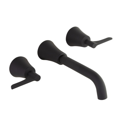 Ramon Soler Bateria umywalkowa podtynkowa ścienna dwuuchwytowa, czarny mat, ADAGIO