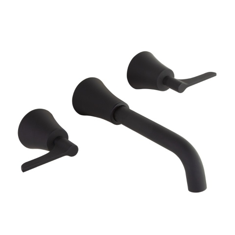 Ramon Soler Bateria umywalkowa podtynkowa ścienna dwuuchwytowa, czarny mat, ADAGIO