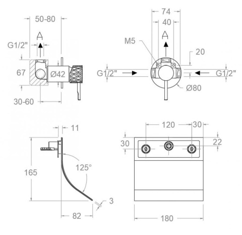 Ramon Soler Bateria umywalkowa ścienna - waterfall, chrom, ODISEA JOYA