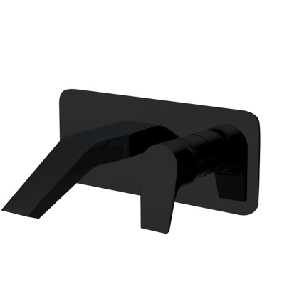 Ramon Soler Bateria umywalkowa ścienna, z wylewką - waterfall, czarny mat, URBAN CHIC