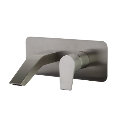 Ramon Soler Bateria umywalkowa ścienna, z wylewką - waterfall, szczotkowana stal, URBAN CHIC