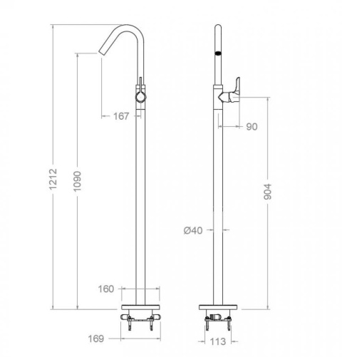 Ramon Soler Bateria umywalkowa wolnostojąca, czarny mat, ADAGIO