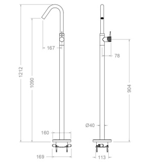 Ramon Soler Bateria umywalkowa wolnostojąca, szczotkowane złoto, ODISEA JOYA