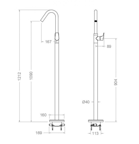 Ramon Soler Bateria umywalkowa wolnostojąca, szczotkowane złoto, URBAN CHIC