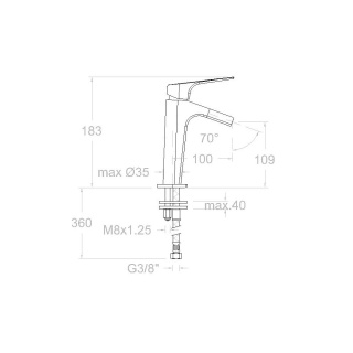 Ramon Soler Bateria umywalkowa z otwartą wylewką, szczotkowana stal, URBAN CHIC