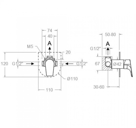 Ramon Soler Bateria prysznicowa podtynkowa, chrom, URBAN CHIC 1-wyjściowa