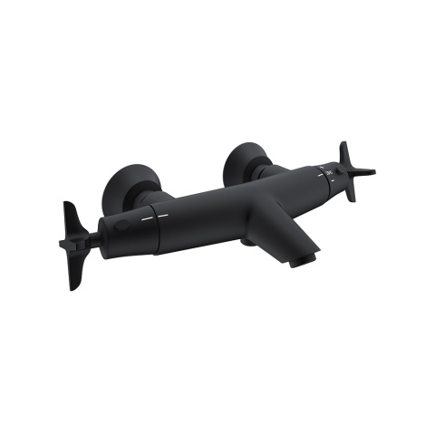 Ramon Soler Bateria wannowo-prysznicowa termostatyczna, czarny mat, ADAGIO