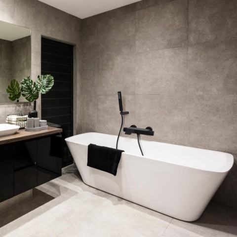 Ramon Soler Bateria wannowo-prysznicowa termostatyczna, czarny mat, URBAN CHIC