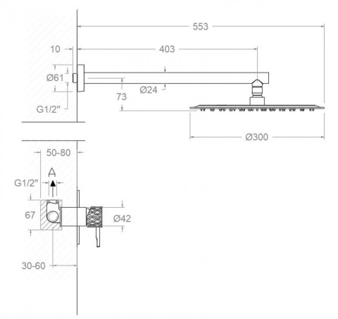 Ramon Soler Zestaw prysznicowy podtynkowy, szczotkowana miedź, ODISEA JOYA