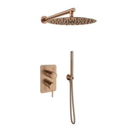 Ramon Soler Zestaw prysznicowy podtynkowy, szczotkowana miedź, ODISEA JOYA z podwójnym wyjściem