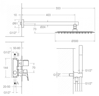 Ramon Soler Zestaw prysznicowy podtynkowy, chrom, URBAN CHIC dwuwyjściowy