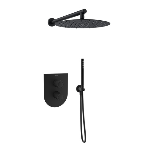 Ramon Soler Zestaw prysznicowy podtynkowy termostatyczny, czarny mat, URBAN CHIC 2-wyjściowy