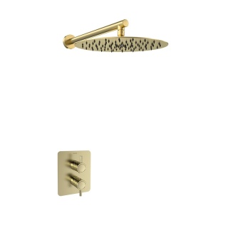 Ramon Soler Zestaw prysznicowy termostatyczny podtynkowy, szczotkowane złoto, ODISEA JOYA jednowyjściowy