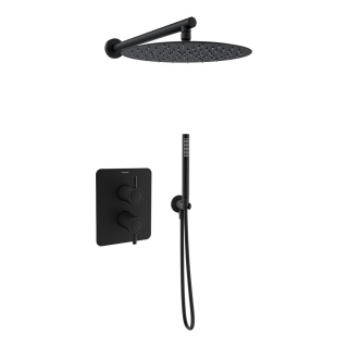 Ramon Soler Zestaw prysznicowy termostatyczny podtynkowy, czarny mat, ODISEA dwuwyjściowy