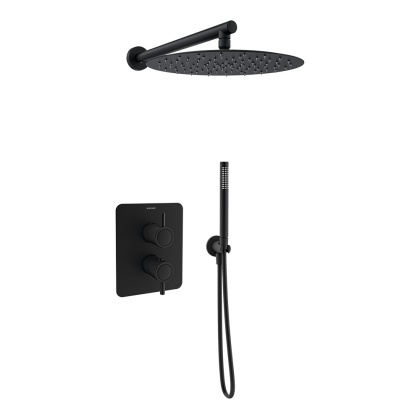 Ramon Soler Zestaw prysznicowy termostatyczny podtynkowy, czarny mat, ODISEA dwuwyjściowy