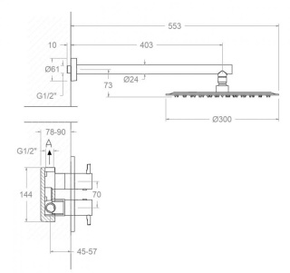 Ramon Soler Zestaw prysznicowy termostatyczny podtynkowy, szczotkowane złoto, ODISEA jednowyjściowy