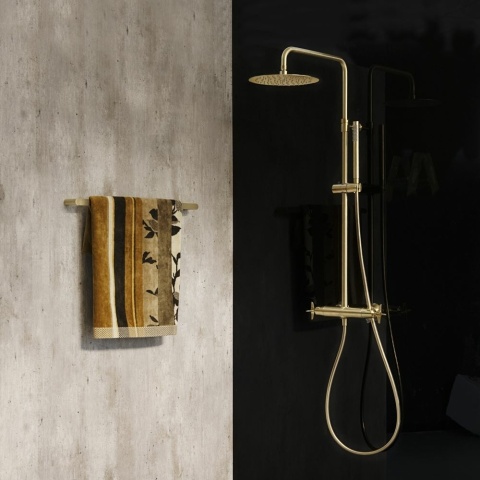 Ramon Soler Zestaw prysznicowy termostatyczny teleskopowy, szczotkowane złoto, ADAGIO
