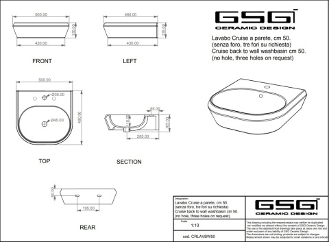 GSG umywalka 50cm CRUISE czarny mat