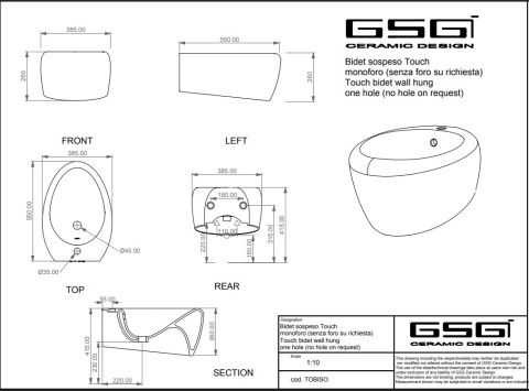 GSG bidet TOUCH cipria