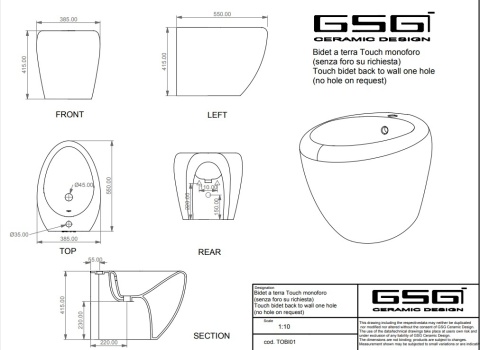 GSG bidet TOUCH biały połysk