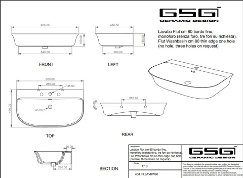GSG umywalka 80cm FLUT tortora