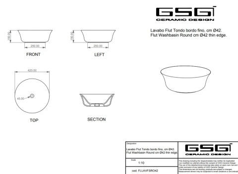 GSG umywalka okrągła 42cm FLUT czarny mat