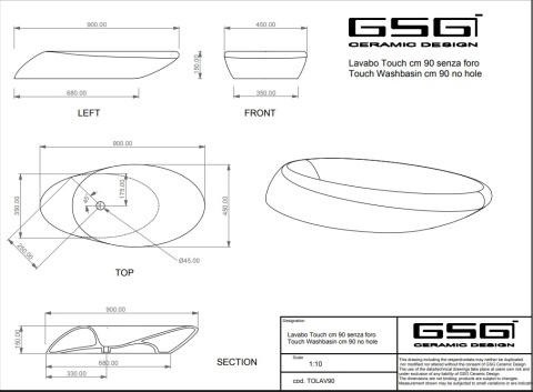 GSG umywalka 90cm TOUCH cashmere