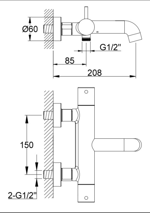 KOHLMAN bateria wannowo-prysznicowa termostatyczna AXEL grafit
