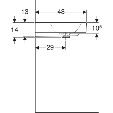 GEBERIT ONE Umywalka 90 cm, bez otworu na baterie