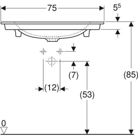 GEBERIT ONE Umywalka meblowa 75 cm, bez otworu na baterie