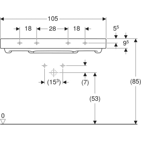 GEBERIT Umywalka Geberit ONE CleanDrain 105 cm, bez otworu na baterie