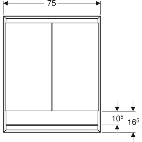 GEBERIT ONE Szafka z lustrem i wnęką, podtynkowa wysokość 90 cm, szerokość 75 cm, aluminium