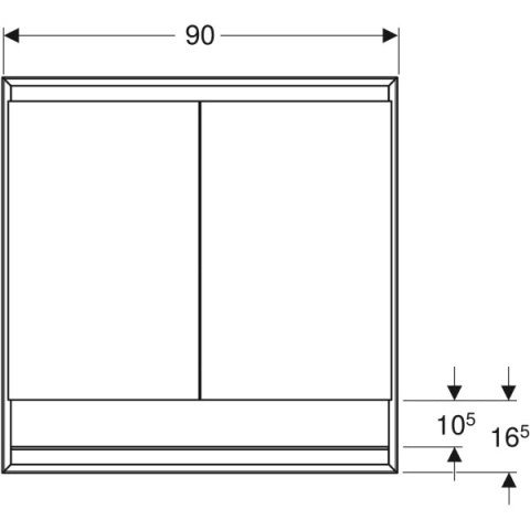 GEBERIT ONE Szafka z lustrem i wnęką, podtynkowa wysokość 90 cm, szerokość 90 cm, aluminium