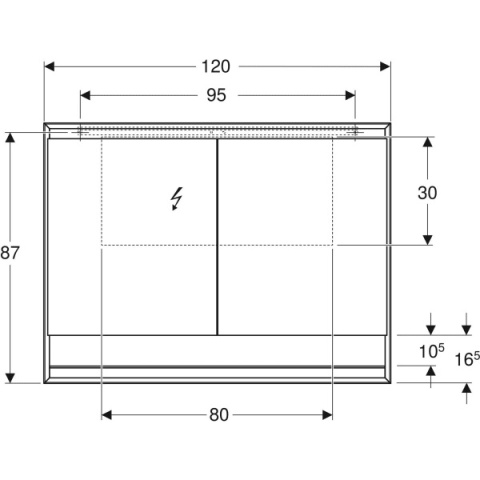 GEBERIT ONE Szafka z lustrem, z wnęką, wysokość 90 cm, szerokość 120 cm, aluminium