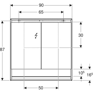 GEBERIT ONE Szafka z lustrem, z wnęką, wysokość 90 cm, szerokość 90 cm, biała