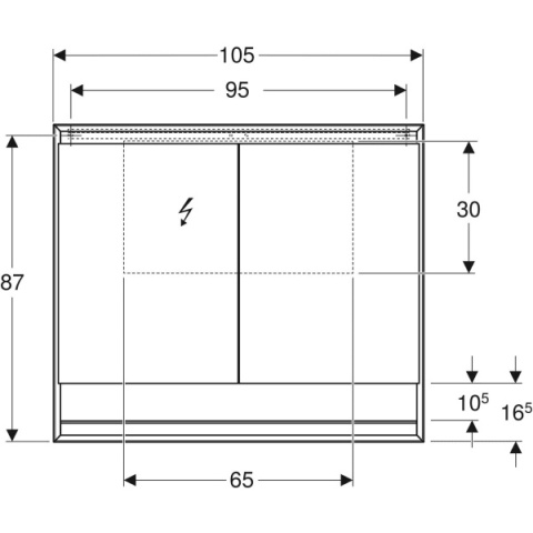 GEBERIT ONE Szafka z lustrem, z wnęką, wysokość 90 cm, szerokość 105 cm, aluminium