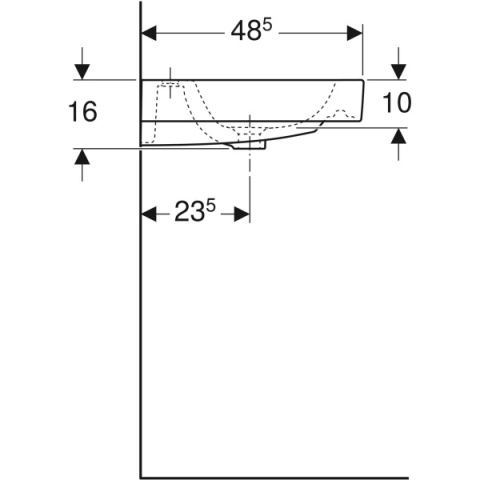 GEBERIT iCON Umywalka 120 cm, z otworem z lewej i prawej strony