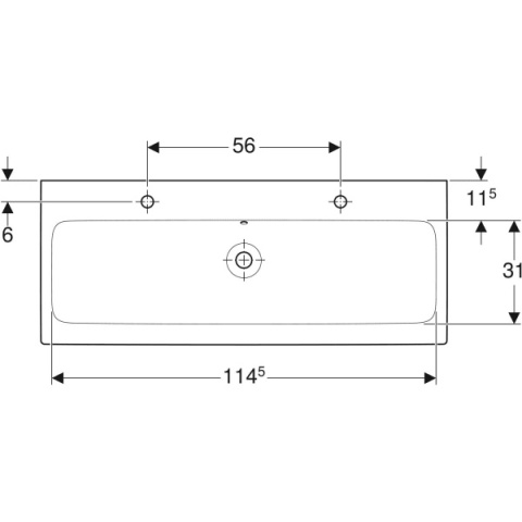 GEBERIT iCON Umywalka 120 cm, z otworem z lewej i prawej strony