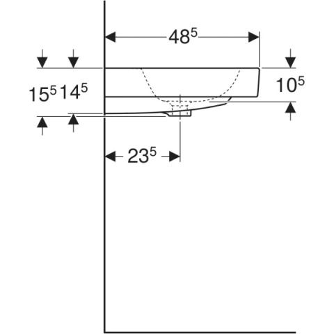 GEBERIT iCON Umywalka 75 cm, z otworem centralnym