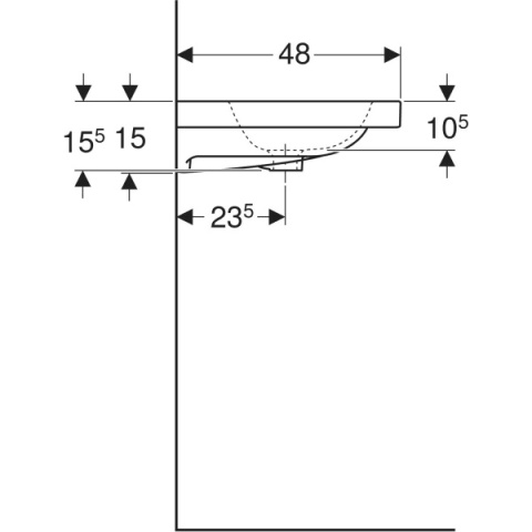 GEBERIT iCon Light Umywalka 120 cm, z otworem z lewej i prawej strony, KeraTect