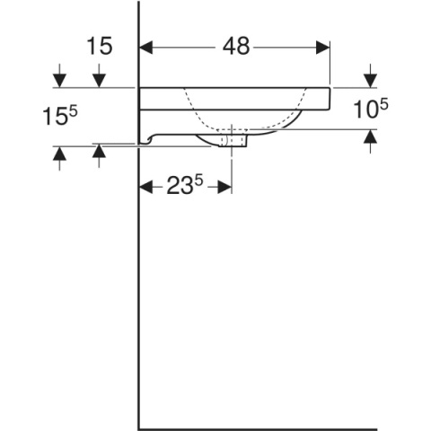 GEBERIT iCon Light Umywalka 75 cm, z otworem centralnym