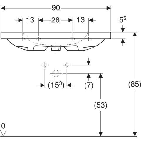 GEBERIT iCon Light Umywalka 90 cm, z powierzchnią odkładczą, biała