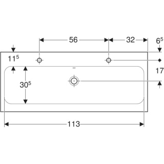GEBERIT iCon Light Umywalka 120 cm, z otworem z lewej i prawej strony