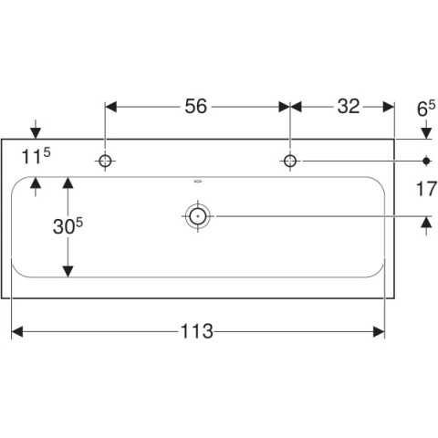 GEBERIT iCon Light Umywalka 120 cm, z otworem z lewej i prawej strony