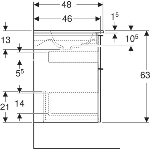 GEBERIT iCon Zestaw umywalka + szafka z dwoma szufladami, 120 cm, lava