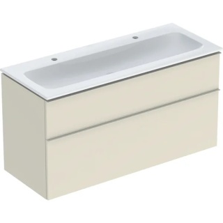 GEBERIT iCon Zestaw umywalka + szafka z dwoma szufladami, 120 cm, piaskowoszary