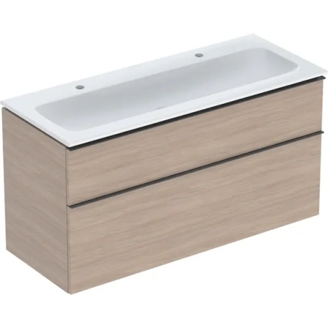 GEBERIT iCon Zestaw umywalka + szafka z dwoma szufladami, 120 cm, dąb