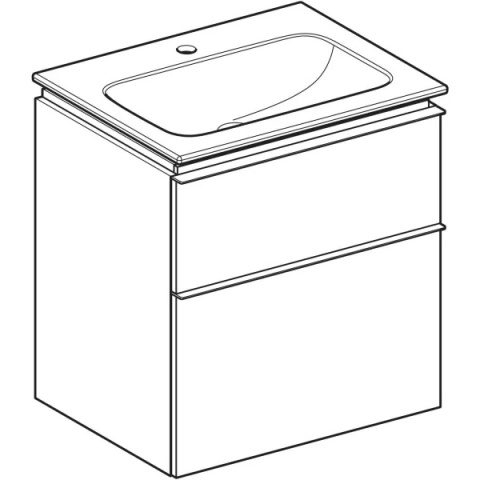 GEBERIT iCon Zestaw umywalka + szafka z dwoma szufladami, 60 cm, lava